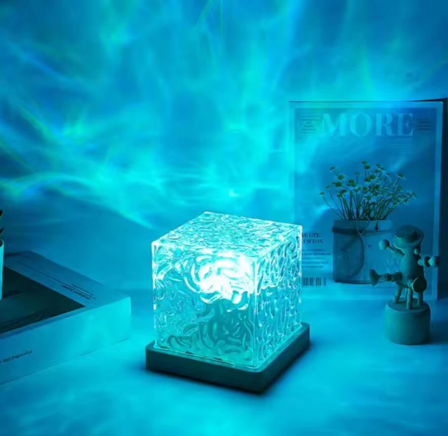 Luminous 3D Crystal Lamp Water Ripple Night LampHome Decor Square Cube Crystal Night Light Led 16 Colors Night Light