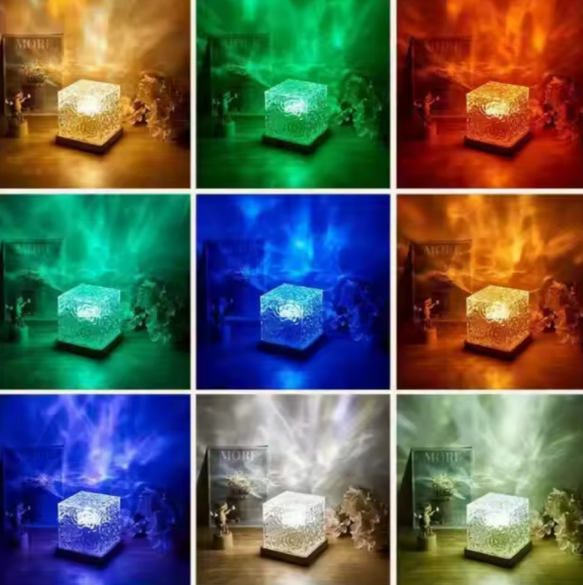 Luminous 3D Crystal Lamp Water Ripple Night LampHome Decor Square Cube Crystal Night Light Led 16 Colors Night Light